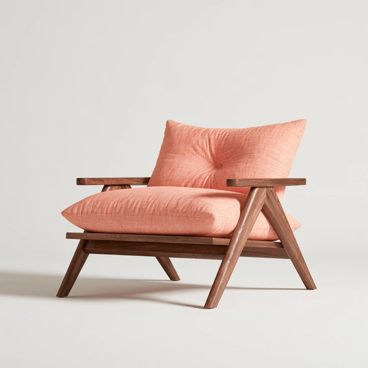 Accentfauteuil met stoffen bekleding, kleur perzik