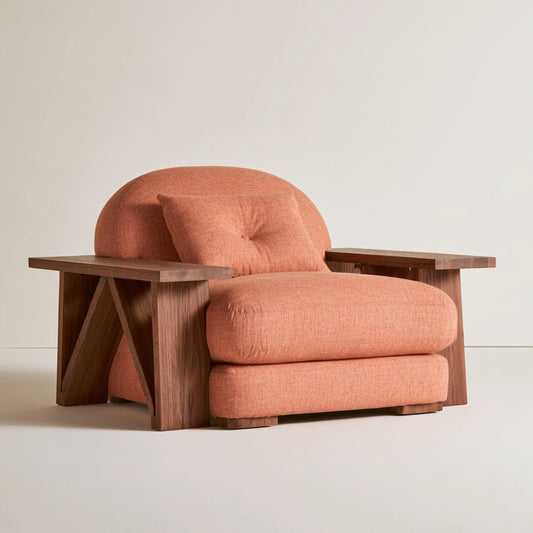 Accentfauteuil met stoffen bekleding, kleur perzik
