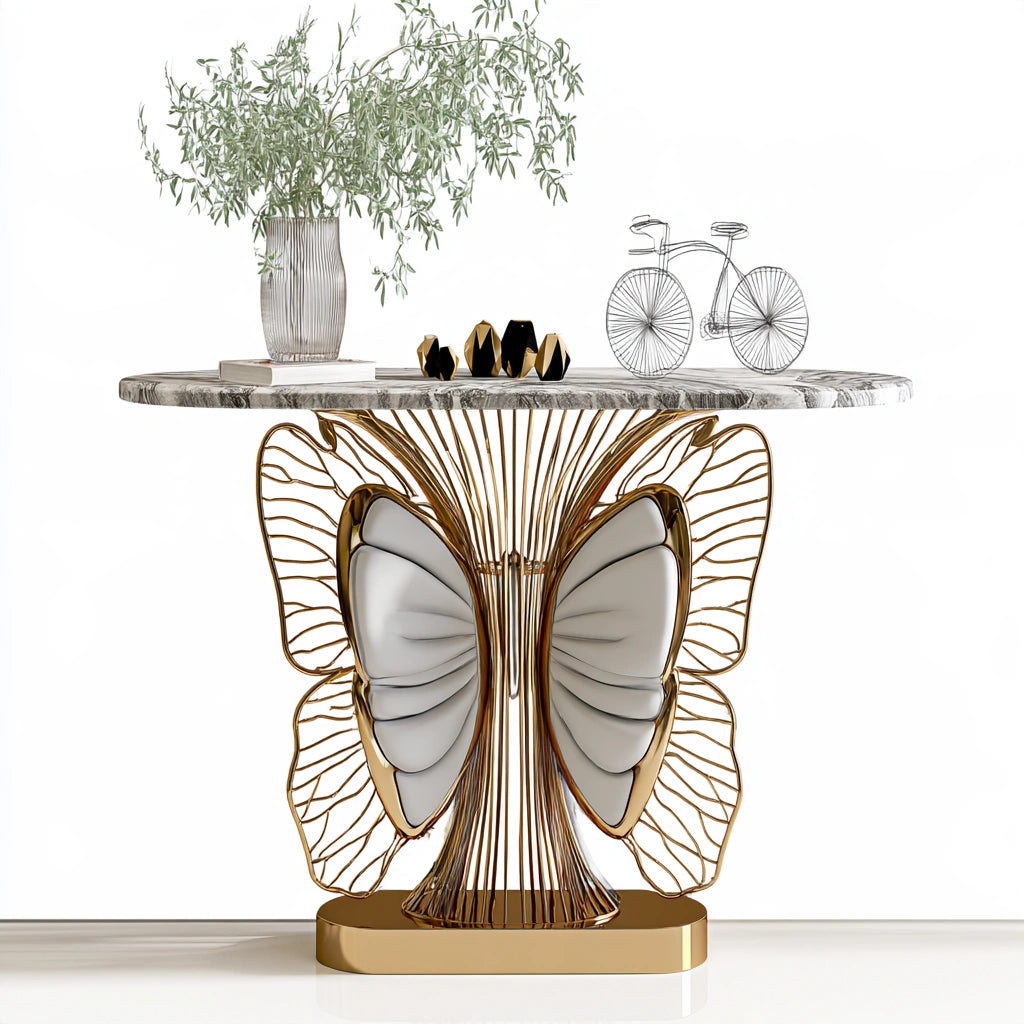 Sidetable voor de hal met marmerlook, kleur grijs