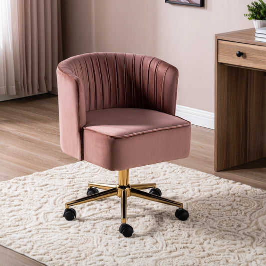Ergonomische bureaustoel met fluwelen bekleding, kleur roze