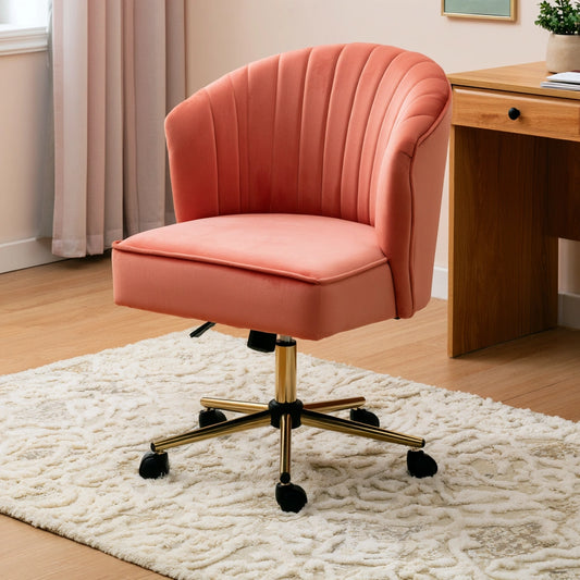 Ergonomische bureaustoel met fluwelen bekleding, kleur roze