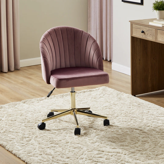 Ergonomische bureaustoel met fluwelen bekleding, kleur roze